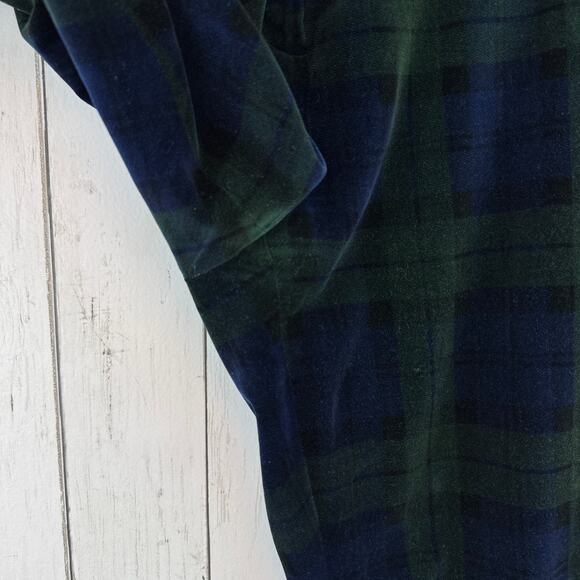 VTG Lauren Ralph Lauren Blue/Green Tartan Plaid Velvet High Rise Pants Size 10 - Picture 7 of 16